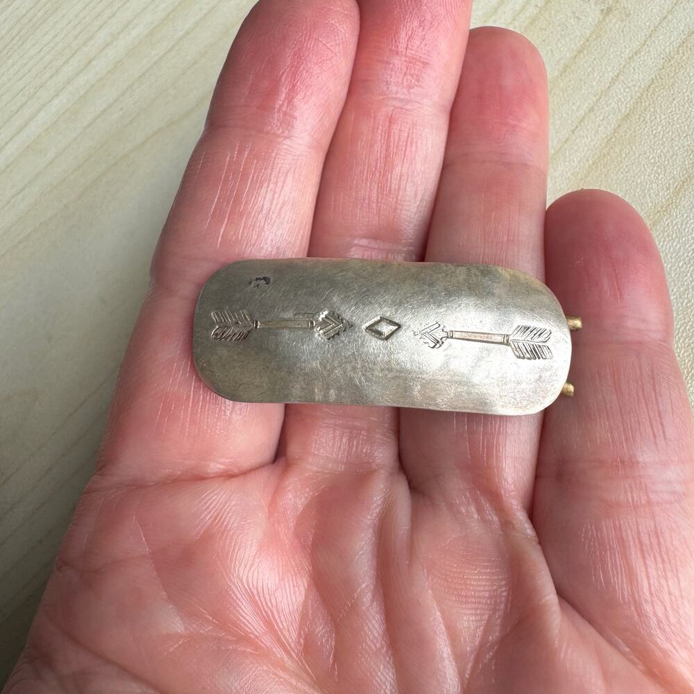 Vintage Southwest Silver Stamped Hair Barrette